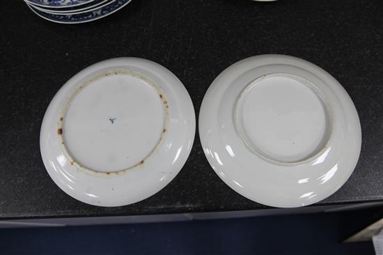 Nine Chinese blue and white plates, late 19th century, 24.5 - 25.5cm
